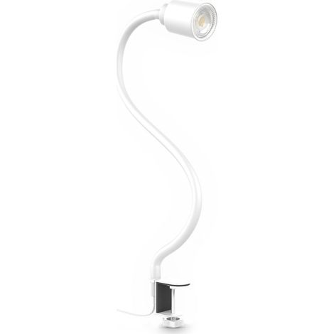 Klemmlampe - 5W, 400lm, LED, mit Stecker, dimmbar, Schwanenhals, warmweiß, weiß