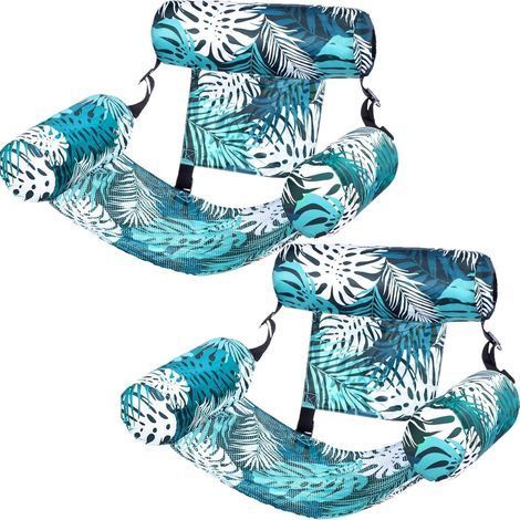 2X Bouée Piscine, Matelas Gonflable PVC, Hamac Flottant 4en1, Siège Dossier Confort, Adulte Enfant Été Plage (1/5)