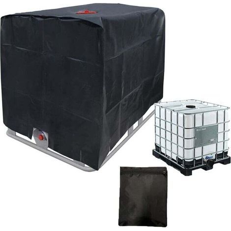 Housse de protection pour conteneurs IBC de 600/800/1000 litres. Pour réservoirs d'eau de pluie. Film protecteur résistant aux UV. Accessoire de jardin. Noir. 1000 l (1/4)