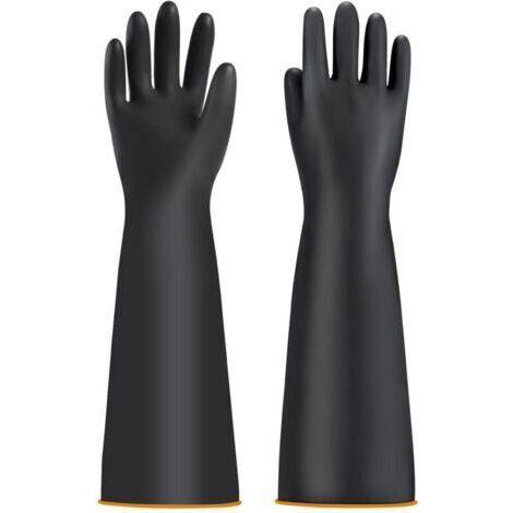 Gants de Protection Chimiques Industriels - Protection Longue et Imperméable pour Bassin - Résistants à l'Acide et aux Alcalins (55,9 cm)