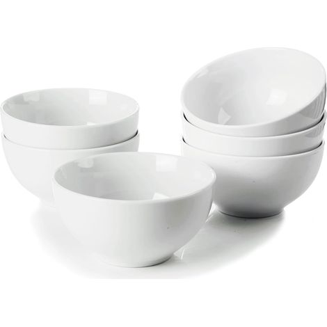 Small Bowls Set of 6, Dessert Bowls, 300ml Ice Cream Bowl, Ceramic White Bowl for Dessert, Fruit, Microwave (1/5)