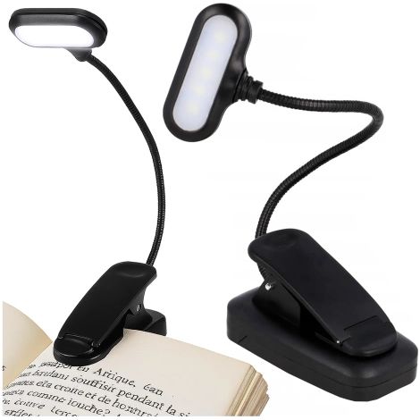 Lámpara de escritorio LED Alogy con clip inalámbrico para lectura, color negro. (1/5)