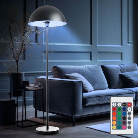 Stehleuchte dunkelgrau Wohnzimmerlampe stehend Stehlampe Modern, Aluminium, Fernbedienung dimmbar, RGB LED 8,5W 806Lm warmweiß, DxH 45x145 cm