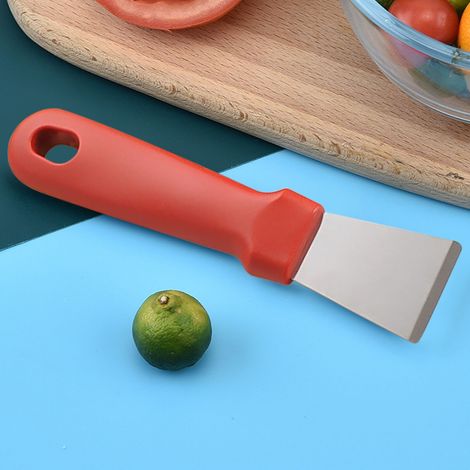 Küchenschaber (Markenlos, multifunktional) – Antihaft-Edelstahlschaber zum Ablöschen, Reinigen und Fettentfernen – 70 g, Rot (1/5)