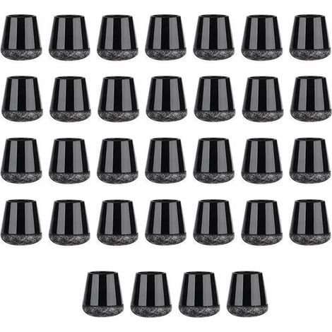 Set di 32 pezzi per la protezione delle gambe della sedia, piccoli piedini per sedia, protezioni per pavimenti in silicone nero con piedini in feltro, per (1/5)