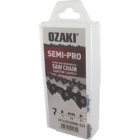 Catena di motosega Ozaki semi quadrata 1/4 .043 (1,1mm) Mini 33 denti. Adattabile su motosega da giardino/potatore a batteria