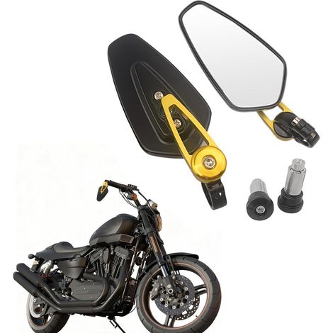 Motorrad Lenkerendenspiegel 22mm Gelb Stoßfest Wasserdicht Weitwinkel (1/5)