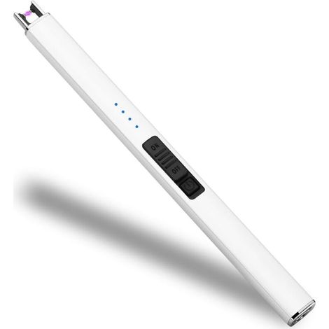 Briquet électrique rechargeable pour bougies, plaques de cuisson, feux d'artifice, etc. - 1 pièce, blanc (1/4)