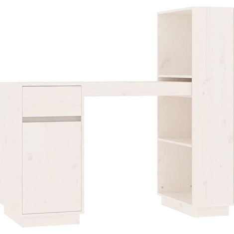 Desk White 110x53x117 cm Solid Wood Pine vidaXL (1/5)