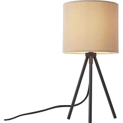 QAZQA Moderne Stativ-Tischleuchte Taupe mit Samtschirm - Luz (1/5)