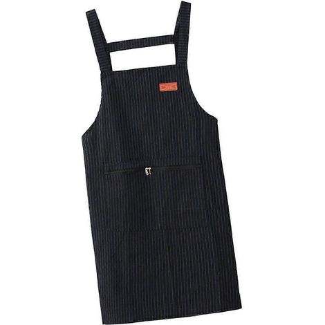 Tablier de chef de cuisine, tablier professionnel respirant sans manches en coton pour la cuisine, la restauration, les cafés et le jardin.-Black (1/5)
