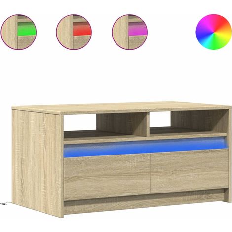 Maison Exclusive - LED-Couchtisch Sonoma-Eiche Holzwerkstoff