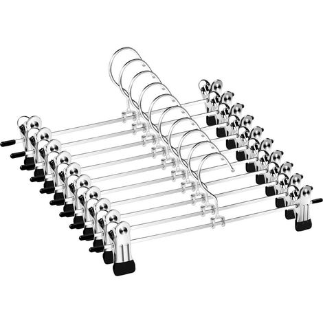 Set mit 10 Metall-Hosenbügeln mit zwei rutschfesten Clips, für Röcke, Socken und Trägertops (1/5)