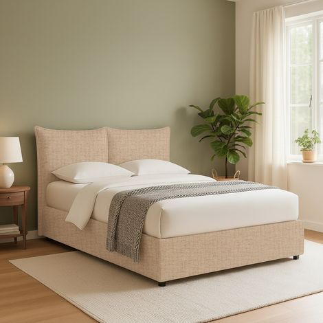 Letto Matrimoniale Wetherby, Sfoderabile, Contenitore Made in Italy, Beige (1/5)