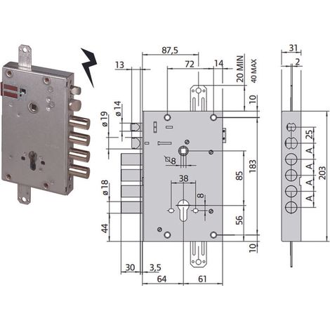 ELETTROSERRATURA TRIPLICE CILINDRO EUROPEO PORTE BLINDATE 15515 CISA