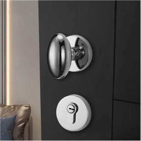Alloy interior door lock for bedroom, silver (1/4)
