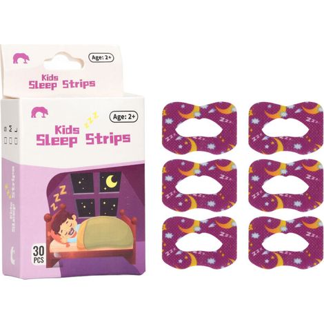 Bande anti-ronflement pour enfants - Forme bouche - Réduction de la respiration buccale - 30 pièces Violet Taille M (1/5)