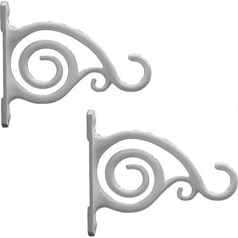 Crochet incurvé élégant, lot de 2, blanc, crochets muraux en fonte pour mangeoires à oiseaux, jardinières, lanternes, carillons éoliens, supports muraux et plus encore (1/5)