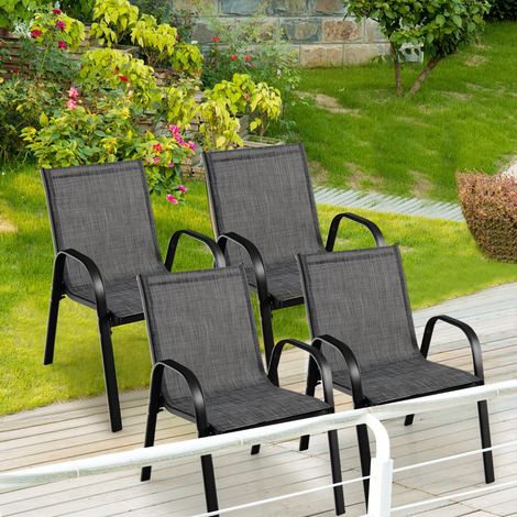 Lot de 4 Chaises empliables Tissu Respirant et Structure Antirouille Charge Max 120kg pour Jardin Terrasse Balcon Maison Chic (1/4)