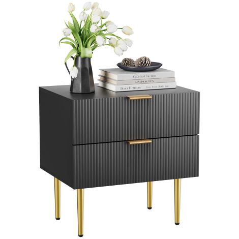Comodino, con cassetti, 53 x 41,5 x 52,5 cm, nero (1/5)