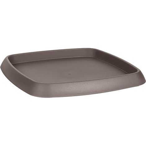 Soucoupe carrée CHORUS Taupe 22 cm, pour pot 25 cm - EDA