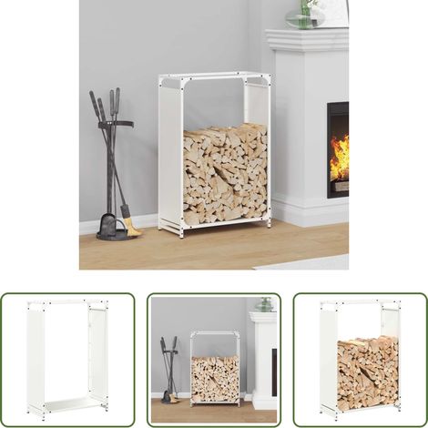 Bois de chauffage - Portant de bois chauffage blanc 60x28x90 cm (1/5)