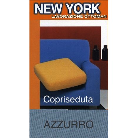 Copriseduta Divano New York Azzurro - Tessuto Elasticizzato a Costine Antipilling - Made in Italy copriseduta 3posti cm. 180x60