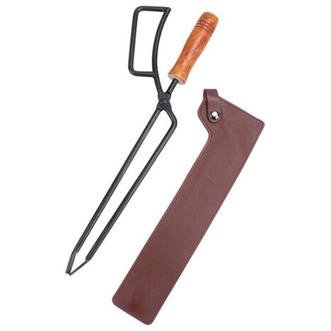 Porte-charbon avec étui, pince à barbecue multifonctionnelle en métal, pince à barbecue ergonomique en fibre de carbone avec longues poignées, pince à barbecue pour l'intérieur et l'extérieur - 1pc (1/5)