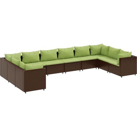 Maison Exclusive - 10-tlg. Garten-Lounge-Set mit Kissen Braun Pol (1/5)