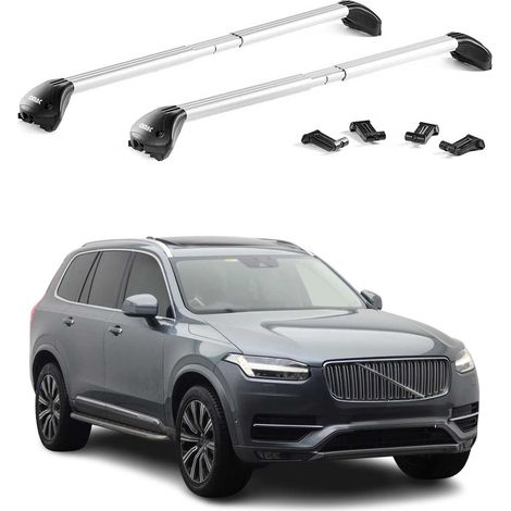 OMAC Barres de toit transversales certifiées TÜV pour Volvo XC90 II 2015-2026 – Verrouillables (4 antivols) – Charge max 100 kg – Fixation durable Argent (1/5)