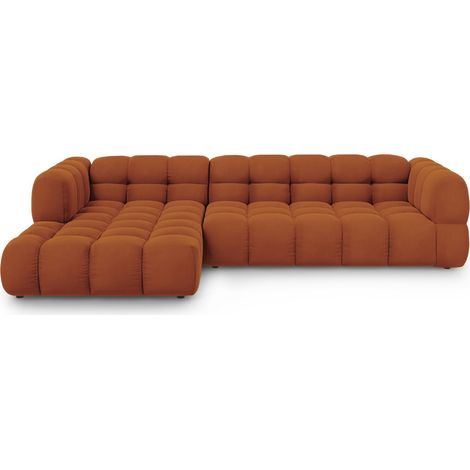 Canapé d'angle gauche modulable 4 places en velours terracotta (1/5)