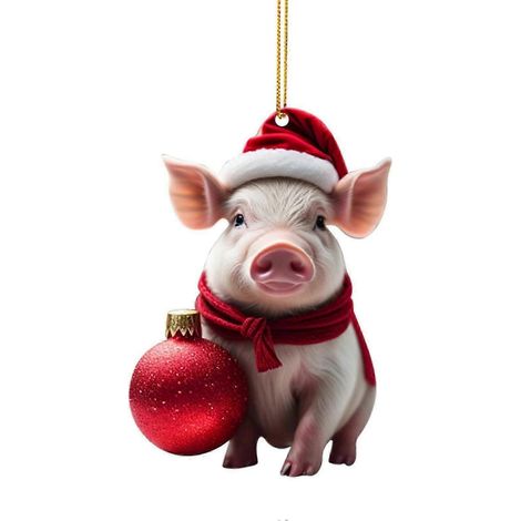 Pendentif de Noël en forme de cochon mignon, décoration à suspendre au sapin pour les fêtes de fin d'année. (1/5)