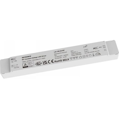 Alimentatore Dimmerabile LED 24V 150W, RF 2.4G e Push Dim per Strisce LED 310X45X30mm LN-150-24-RF