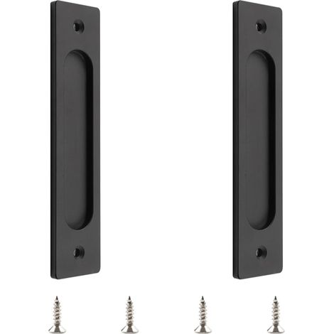BRAVIX 1 Pc poignées de porte coulissante rectangulaires encastrées en alliage d'aluminium noir mat avec vis de montage pour porte coulissante de grange (1/5)