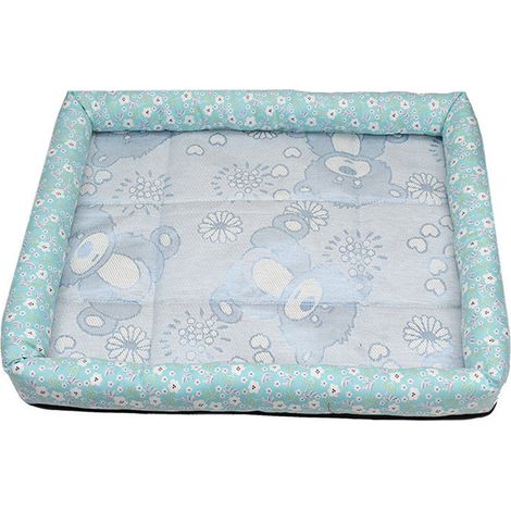 1 Tapis rafraîchissant,soie glacée et lin,respirant,dessous antidérapant,pour chat et chien en été (1/5)