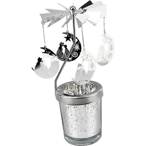 Porte-bougie rotatif, porte-bougie chauffe-plat, décoration de table ou de cheminée pour fêtes-Moon