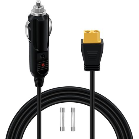 XT60 Cigarette Lighter 12 V 24 V 16AWG Cable XT60 Cigarette Lighter with LED Indicator, Built-in 15 A Fuse for Solar Panels Car Inverter (3 m) (1/5)