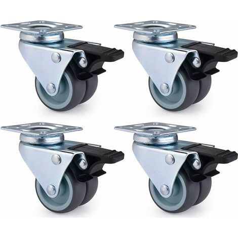 Green Mobility-Lot de 4 Roulettes Pivotantes Ultrarésistantes avec Frein d’arrêt pour Meubles Capacité 600 kg (1/5)