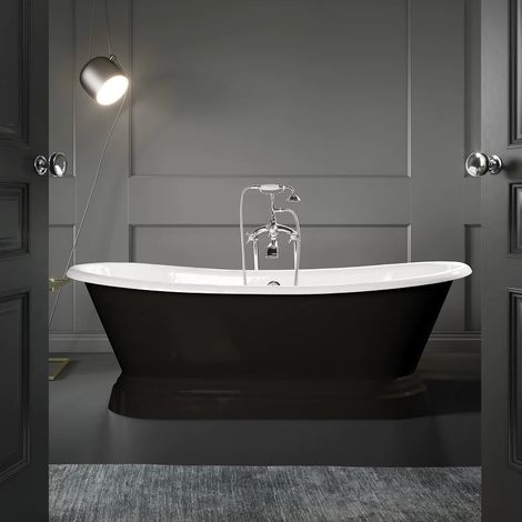 Vasca da bagno freestanding in ghisa stile classico SOUTHPORT nera 180 cm