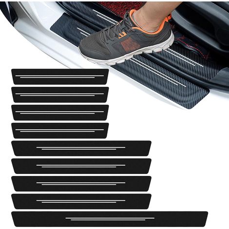 9 Pièces Protection Seuil de Porte Voiture, Autocollante Film Carbone Voitures, Seuil de Porte Voiture aux Rayures, Convient à la Plupart des Voitures comme Les SUV et Les Berlines(Noir) (1/5)