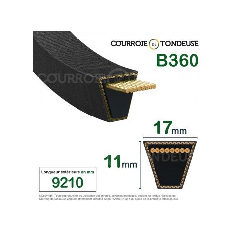Courroie type trapézoïdale lisse B360