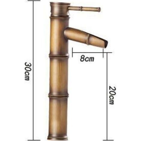 Robinet - Cuivre - Finition Bronze Antique - Design Bambou - 3 Articulations - Pour Salle De Bain Et Cuisine - 1 Pièce (1/4)