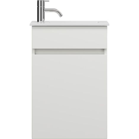 burgbad Lin20 lavabo en fonte minérale blanc brillant avec meuble