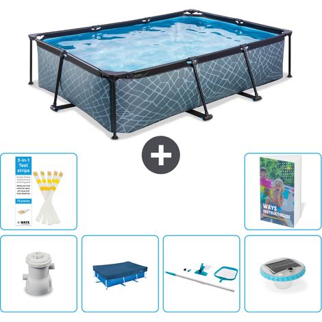 Exit Pool Rechteckig - Steinoptik - 300x200x65 cm - 7-teilig S247