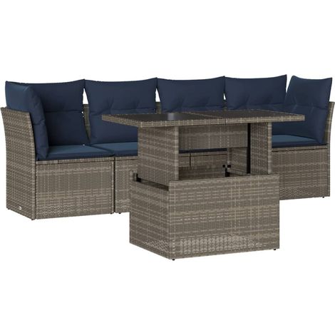 Maison Exclusive - Set Divani da Giardino 5 pz con Cuscini Grigio in Polyrattan