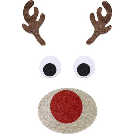 Autocollant Porte Noël - Ornement en Tissu Non Tissé - Tête de Cerf - Décoration Festive Intérieure - 1 Set (1/5)