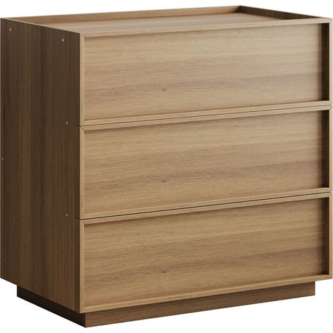 Kommode mit 3 Schubladen, Aufbewahrungsmöbel grifflos, Minimalistisches Design, für Schlafzimmer, aus MDF, 80×48×78 cm, Eiche (1/5)