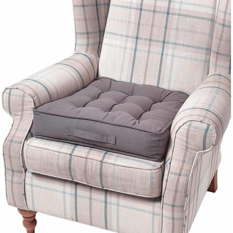 HOMESCAPES Charcoal Grey Cotton Armchair Booster Cushion