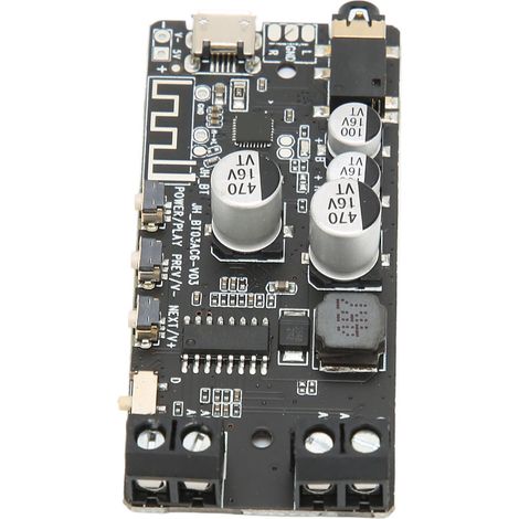 Amplificateur Bluetooth 5.0 Stéréo 2 Canaux - Carte Amplificatrice avec Récepteur Vocal - Noir