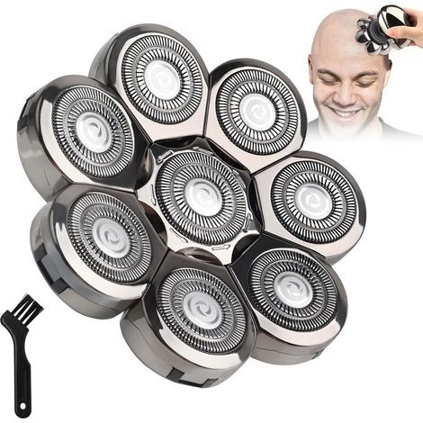 8 Blade Razor Head Replacement, Washable 8D Rotary Razor Blades for Men, Universal Wet and Dry Replacement Blades for 5/6/7 Head Razors, Easily Fix Your New Head (1/5)